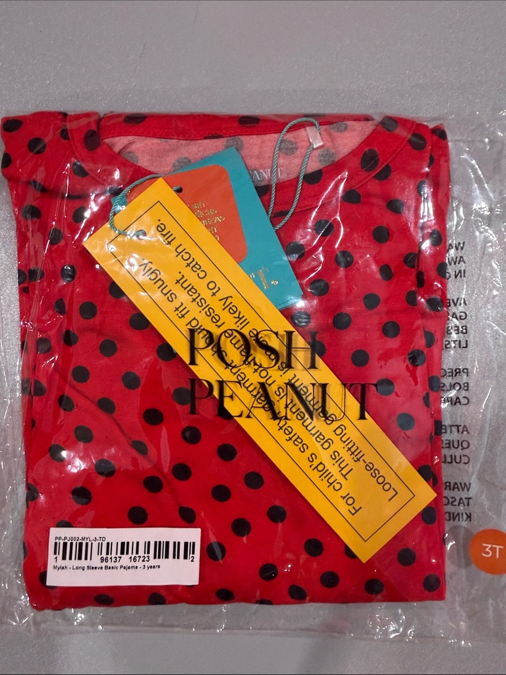 Posh Peanut Bamboo Mylah Lady Bug Print Long Sleeve Pajama Set 3T